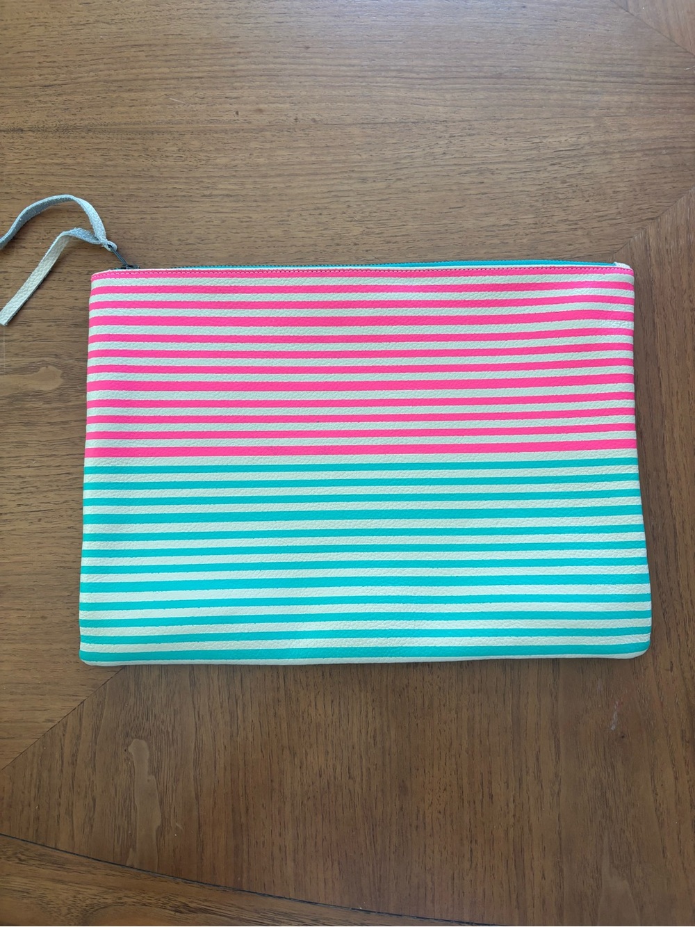 Mark & Graham Pink and Turquoise Striped Laptop Sleeve with Wrist Strap